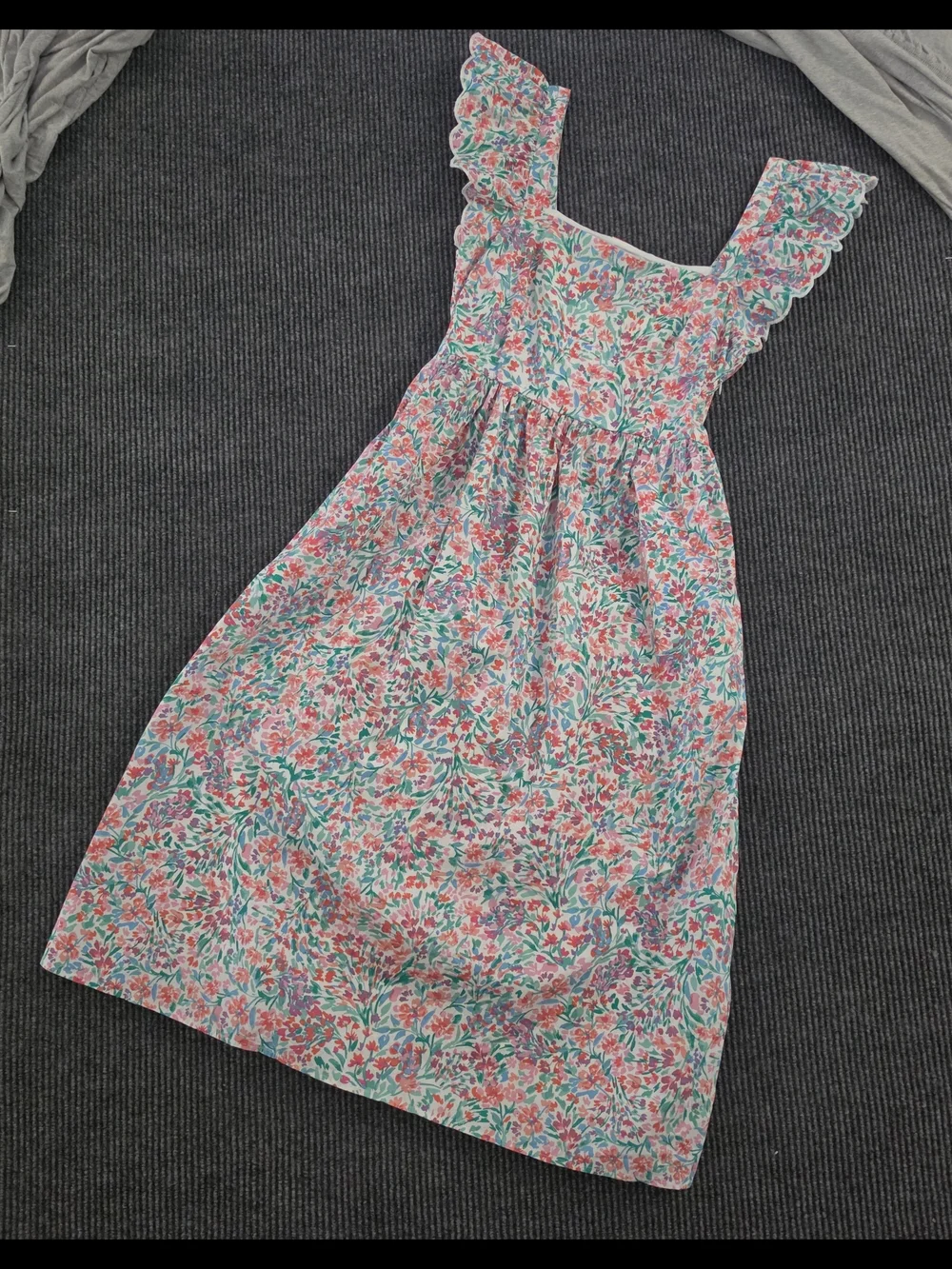 J. Crew Pink & Green Floral Ruffle Strap Summer Maxi Dress